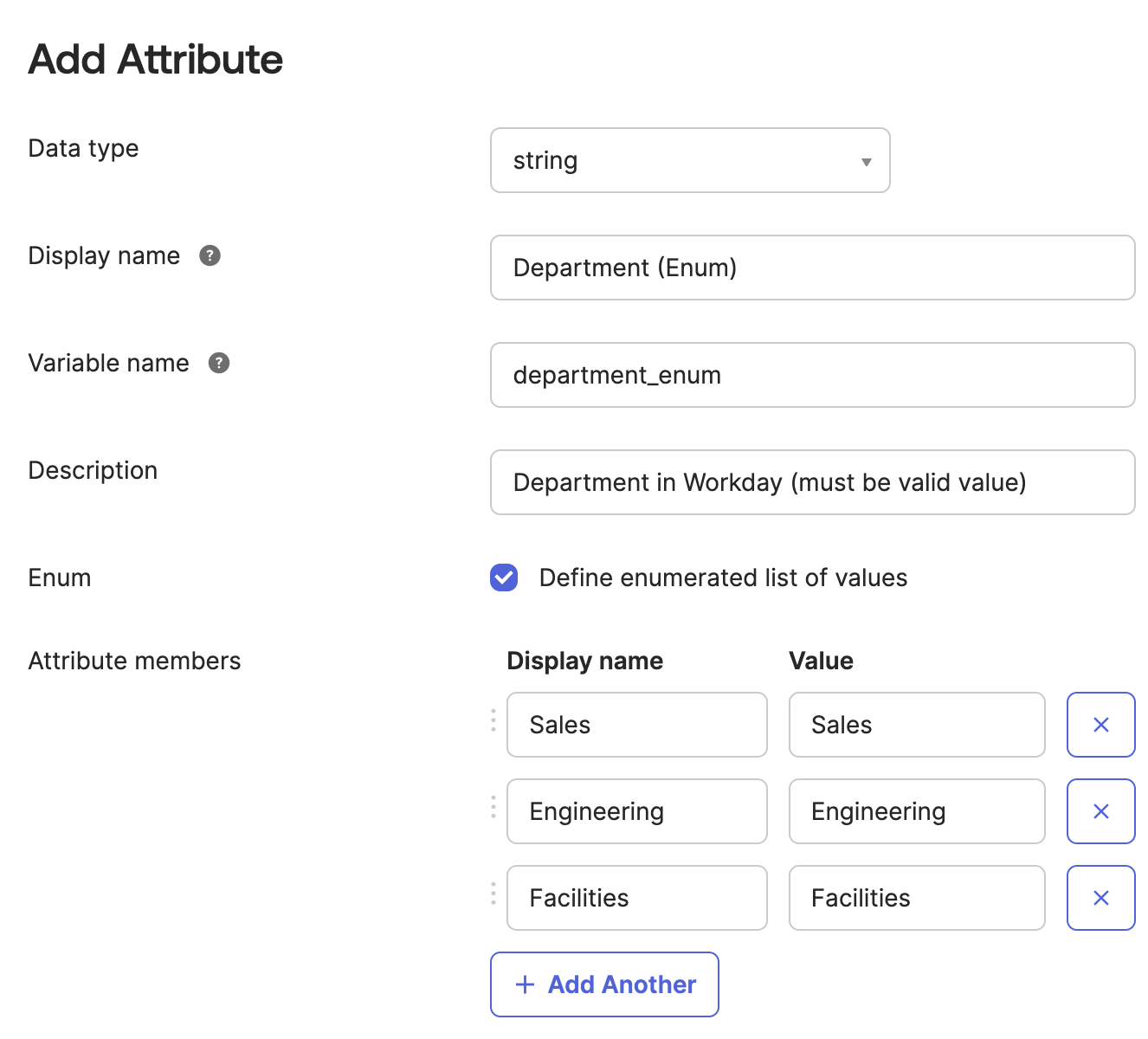 Adding a custom Okta profile attribute as an enumerated list of valid values